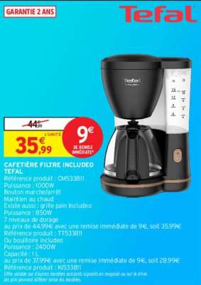 TEFAL CAFETIÈRE FILTRE INCLUDEO