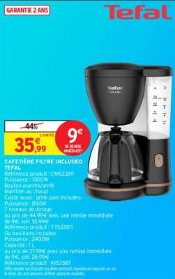 TEFAL CAFETIÈRE FILTRE INCLUDEO