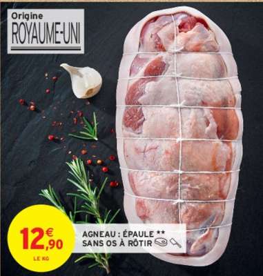 AGNEAU : ÉPAULE ** SANS OS À RÔTIR