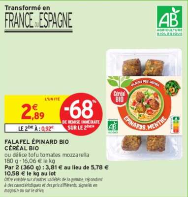 CÉRÉAL BIO FALAFEL ÉPINARD BIO