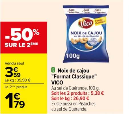 VICO Noix de cajou "Format Classique" - Au sel de Guérande, 100 g.