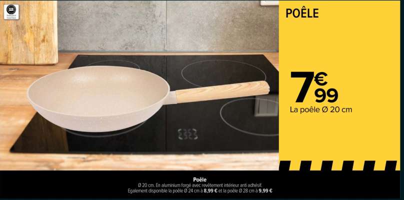 Poêle - Ø 20 cm. En aluminium forgé avec revêtement intérieur anti adhésif.