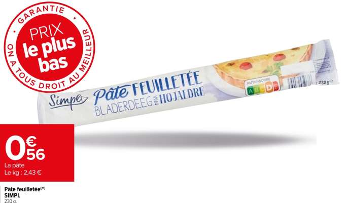 SIMPL Pâte feuilletée - 230 g. FABRIQUÉ EN FRANCE