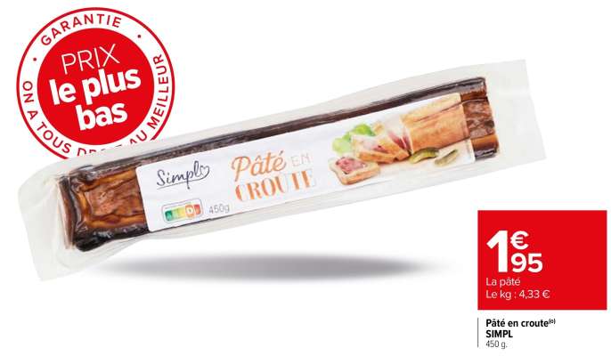 SIMPL Pâté en croute - 450 g. ORIGINE UNION EUROPÉENNE