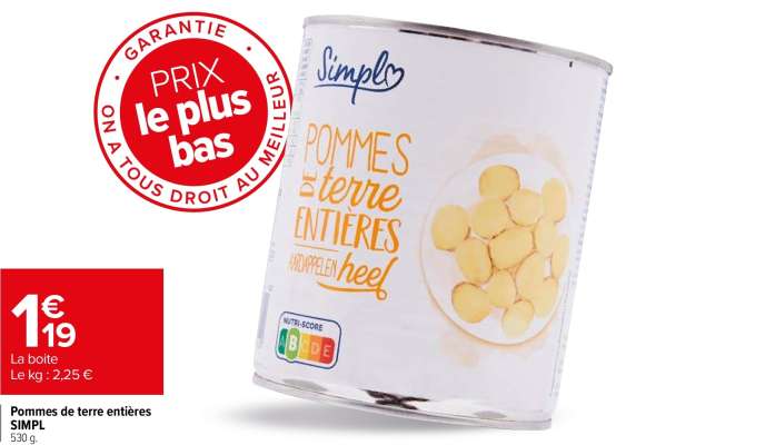 SIMPL Pommes de terre entières - 530 g.