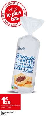 SIMPL Brioche tranchée - 500 g. FABRIQUÉ EN FRANCE