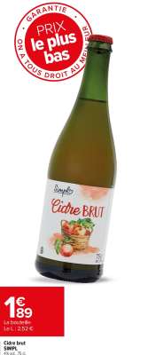 SIMPL Cidre brut - 4% vol., 75 cl.