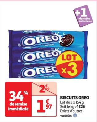 Biscuits Oreo - Lot de 3 x 154 g