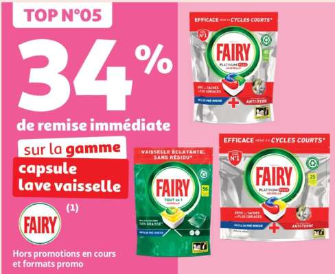 34% De Remise Immediate Sur La Gamme Capsule Lave Vaisselle Fairy