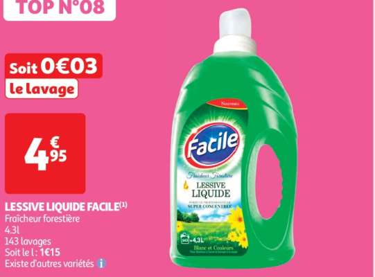 Lessive Liquide Facile - Fraîcheur forestière
4.3l
143 lavages