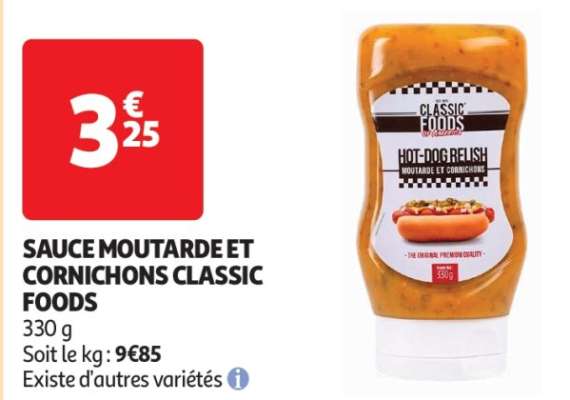 Sauce Moutarde Et Cornichons Classic Foods - 330 g