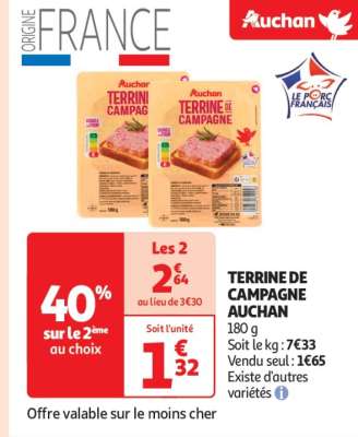 Terrine De Campagne Auchan - 180 g