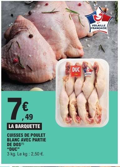 Cuisses de poulet blanc avec partie de dos 'DUC'