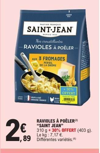 RAVIOLES À POÊLER "SAINT JEAN"