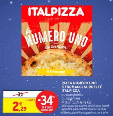 ITALPIZZA PIZZA NUMÉRO UNO 5 FORMAGGI SURGELÉE