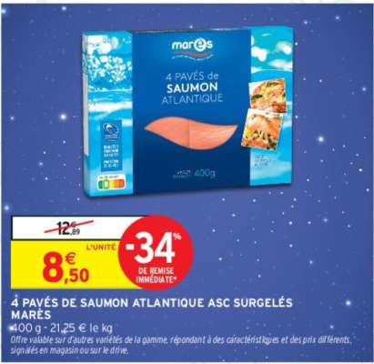 MARÈS 4 PAVÉS DE SAUMON ATLANTIQUE ASC SURGELÉS