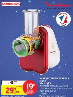 MOULINEX RAPEUSE FRESH EXPRESS 3 EN 1