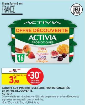 ACTIVIA YAOURT AUX PROBIOTIQUES AUX FRUITS PANACHÉS EN OFFRE DÉCOUVERTE