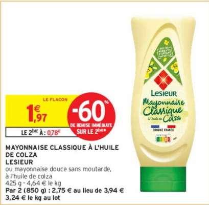 LESIEUR MAYONNAISE CLASSIQUE À L'HUILE DE COLZA