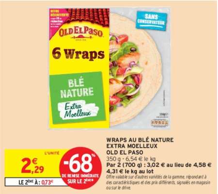 OLD EL PASO WRAPS AU BLÉ NATURE EXTRA MOELLEUX