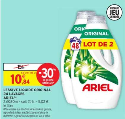 ARIEL LESSIVE LIQUIDE ORIGINAL 24 LAVAGES