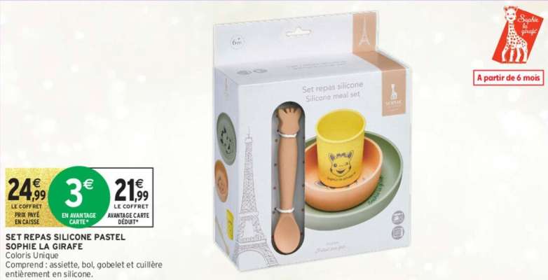 SOPHIE LA GIRAFE SET REPAS SILICONE PASTEL