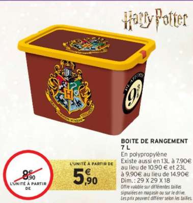 HARRY POTTER
 BOITE DE RANGEMENT 7 L