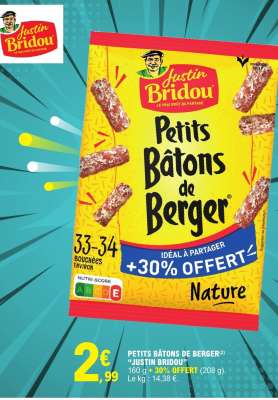 Petits Bâtons De Berger Justin Bridou