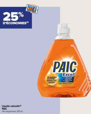 PAIC Liquide vaisselle - Ultra dégraissant, 500 ml.