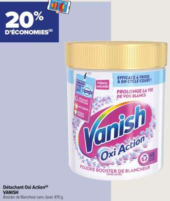 VANISH Détachant Oxi Action - Booster de Blancheur sans Javel, 470 g.