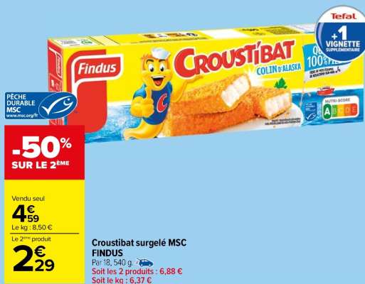 FINDUS Croustibat surgelé MSC - Par 18, 540 g.