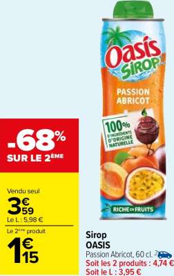 OASIS Sirop - Passion Abricot, 60 cl.