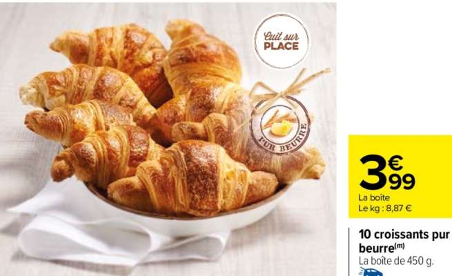 10 croissants pur beurre - La boîte de 450 g. FABRIQUÉ EN FRANCE