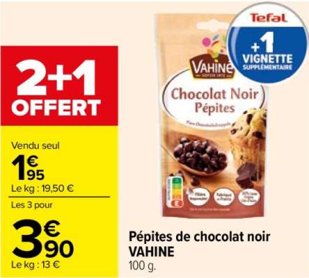 VAHINE Pépites de chocolat noir - 100 g.