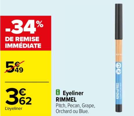 RIMMEL Eyeliner - Pitch, Pecan, Grape, Orchard ou Blue.