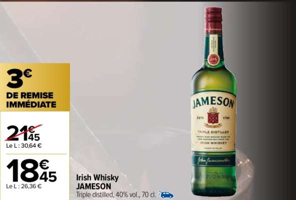 JAMESON Irish Whisky - Triple distilled, 40% vol., 70 cl.