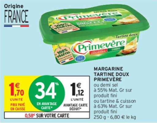 PRIMEVÈRE MARGARINE TARTINE DOUX