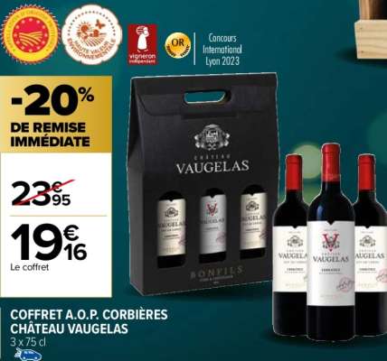 CHÂTEAU VAUGELAS COFFRET A.O.P. CORBIÈRES - 3 x 75 cl.