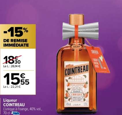 COINTREAU Liqueur - L'unique à l'oange, 40% vol., 70 cl.