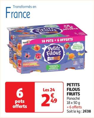 Petits Filous Fruits - Panaché
18 x 50 g + 6 offerts