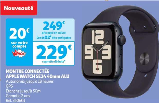 Montre Connectée  Apple Watch Se24 40Mm Alu - Autonomie jusqu'à 18 heures
GPS
Étanche jusqu'à 50m
Garantie 2 ans
Ref. 350601