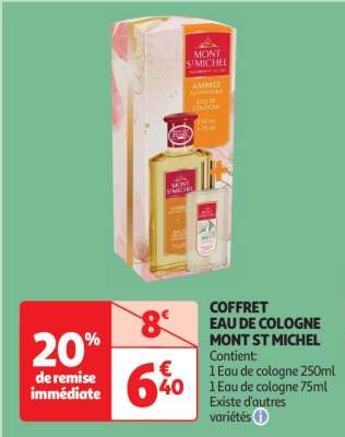 Coffret Eau De Cologne Mont St Michel - Contient:
1 Eau de cologne 250ml
1 Eau de cologne 75ml