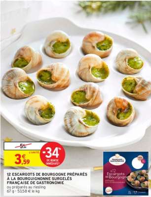 FRANÇAISE DE GASTRONOMIE 12 ESCARGOTS DE BOURGOGNE PRÉPARÉS À LA BOURGUIGNONNE SURGELÉS