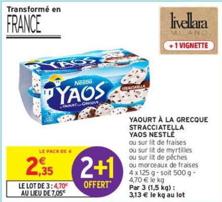 YAOS NESTLÉ YAOURT À LA GRECQUE STRACCIATELLA