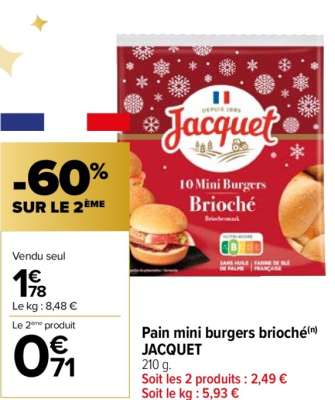 JACQUET Pain mini burgers brioché - 210 g. ORIGINE FRANCE