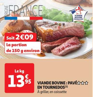 Viande Bovine : Pavé*** En Tournedos - À griller, en caissette