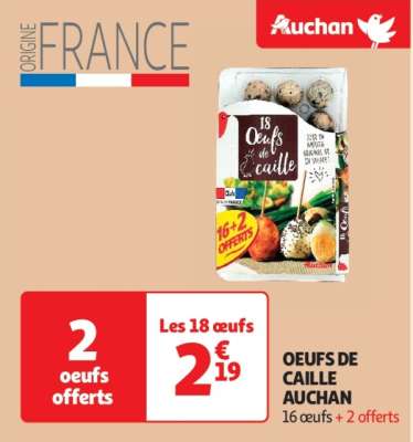 Oeufs De Caille Auchan - 16 œufs + 2 offerts