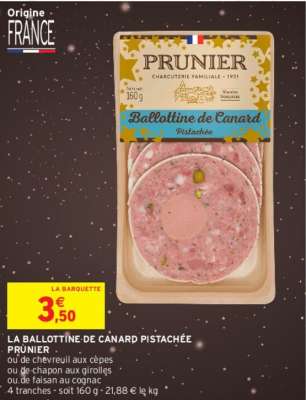 PRUNIER LA BALLOTTINE DE CANARD PISTACHÉE