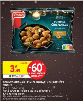 FINDUS POMMES GRENAILLE MIEL ROMARIN SURGELÉES