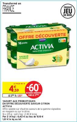 ACTIVIA YAOURT AUX PROBIOTIQUES EN OFFRE DÉCOUVERTE SAVEUR CITRON